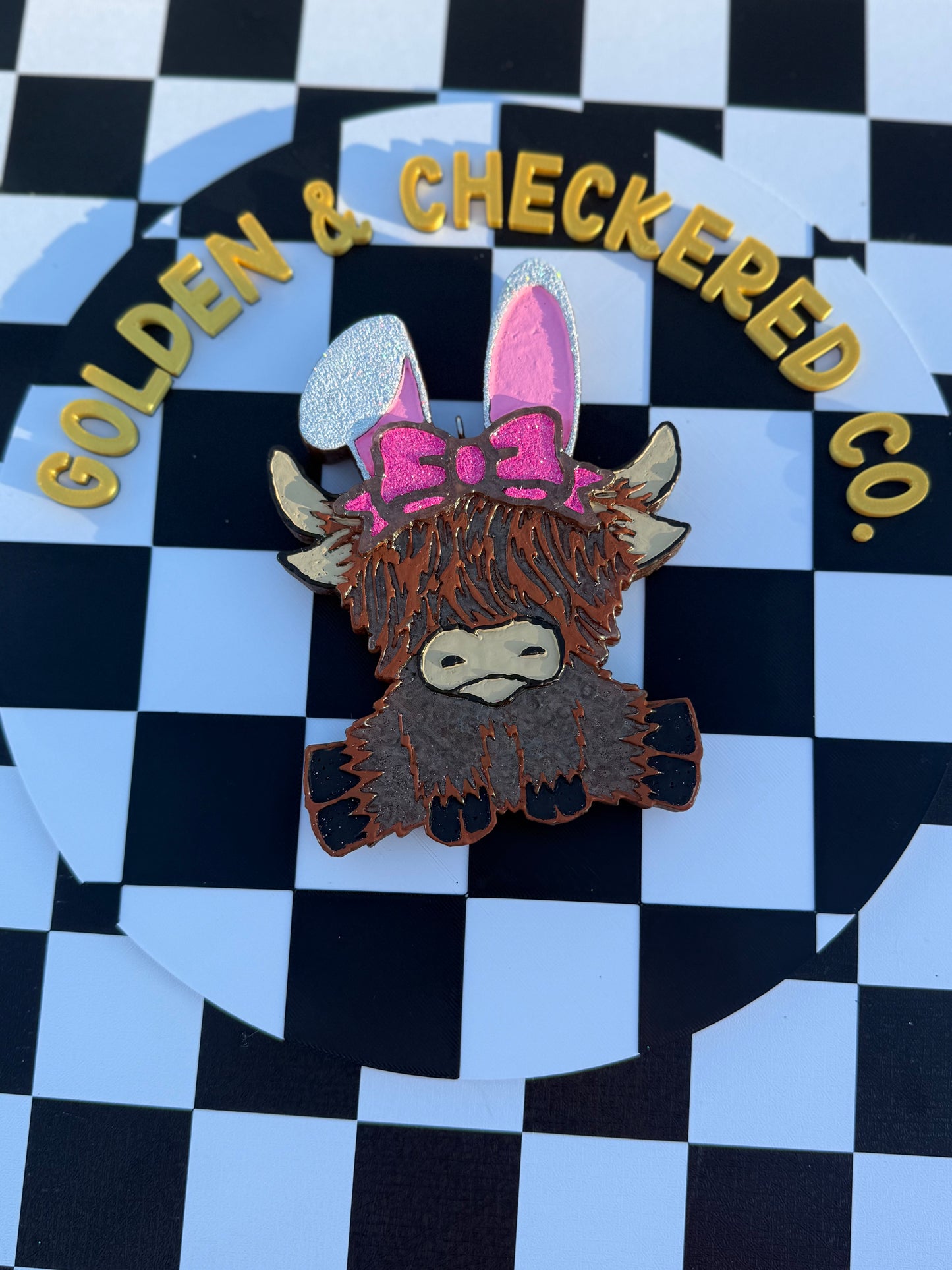 Easter, Bunny Ears Highland Cow Freshie