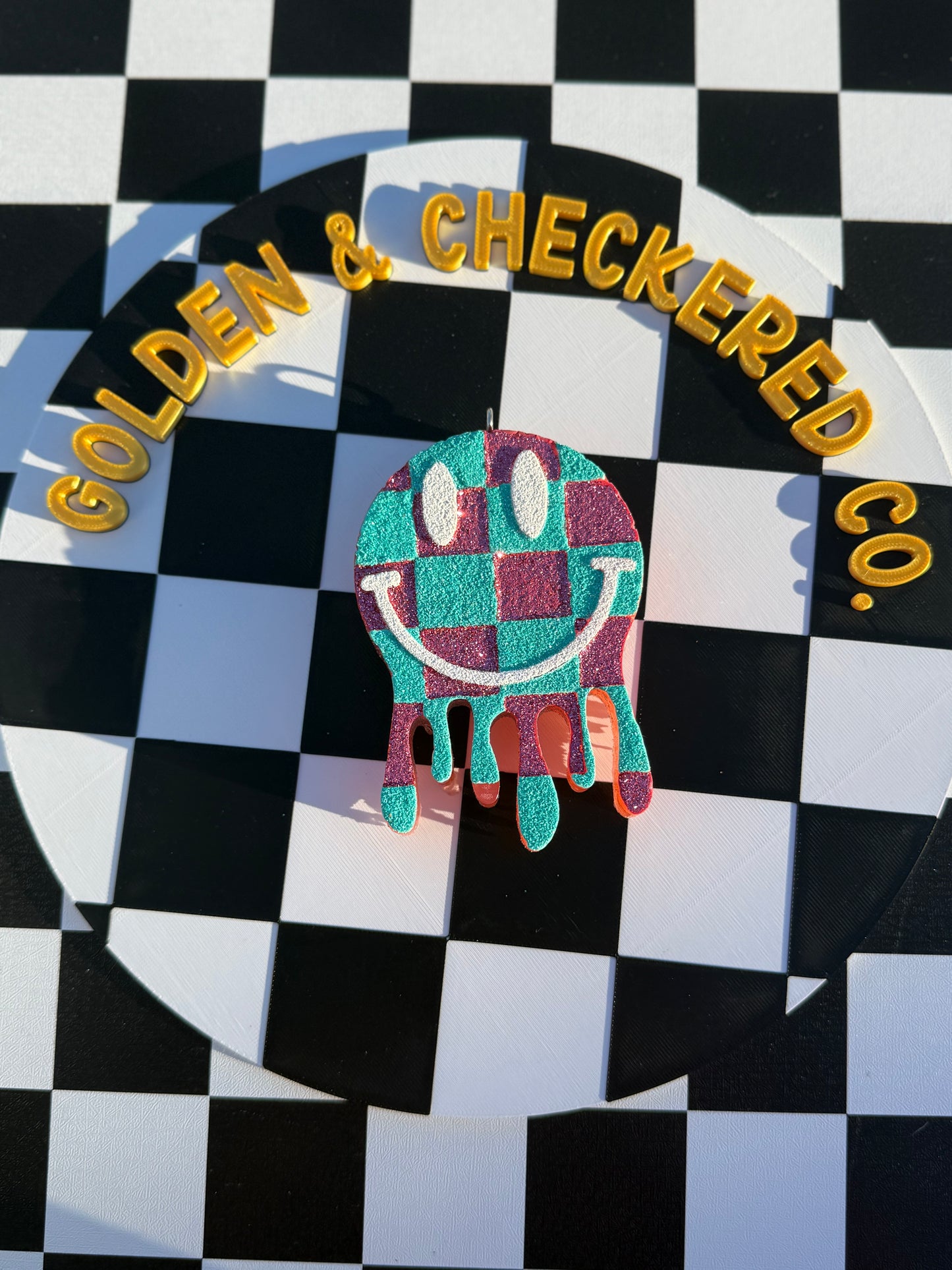 Checkered Smiley Drip Freshie