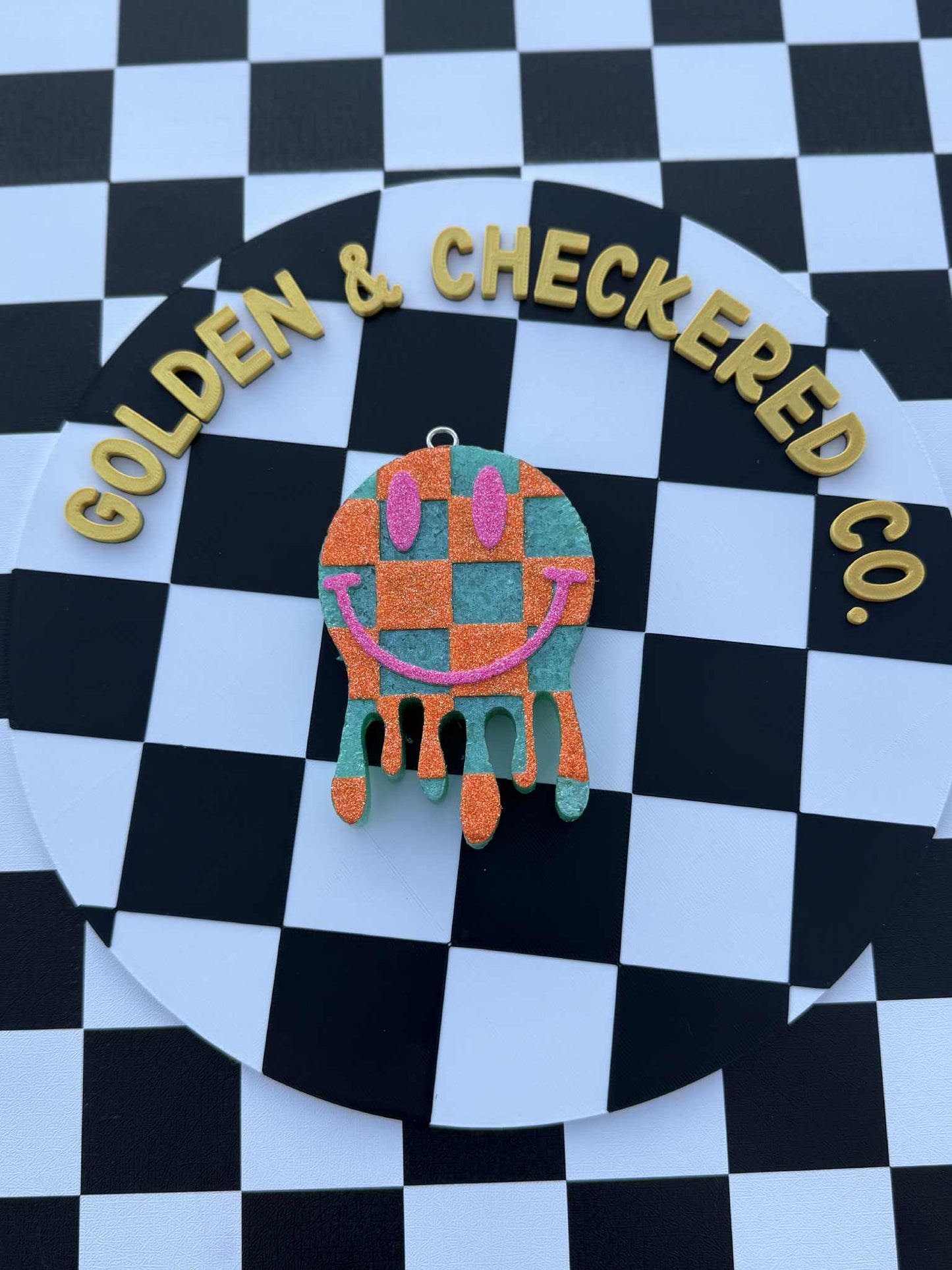 Checkered Smiley Drip Freshie