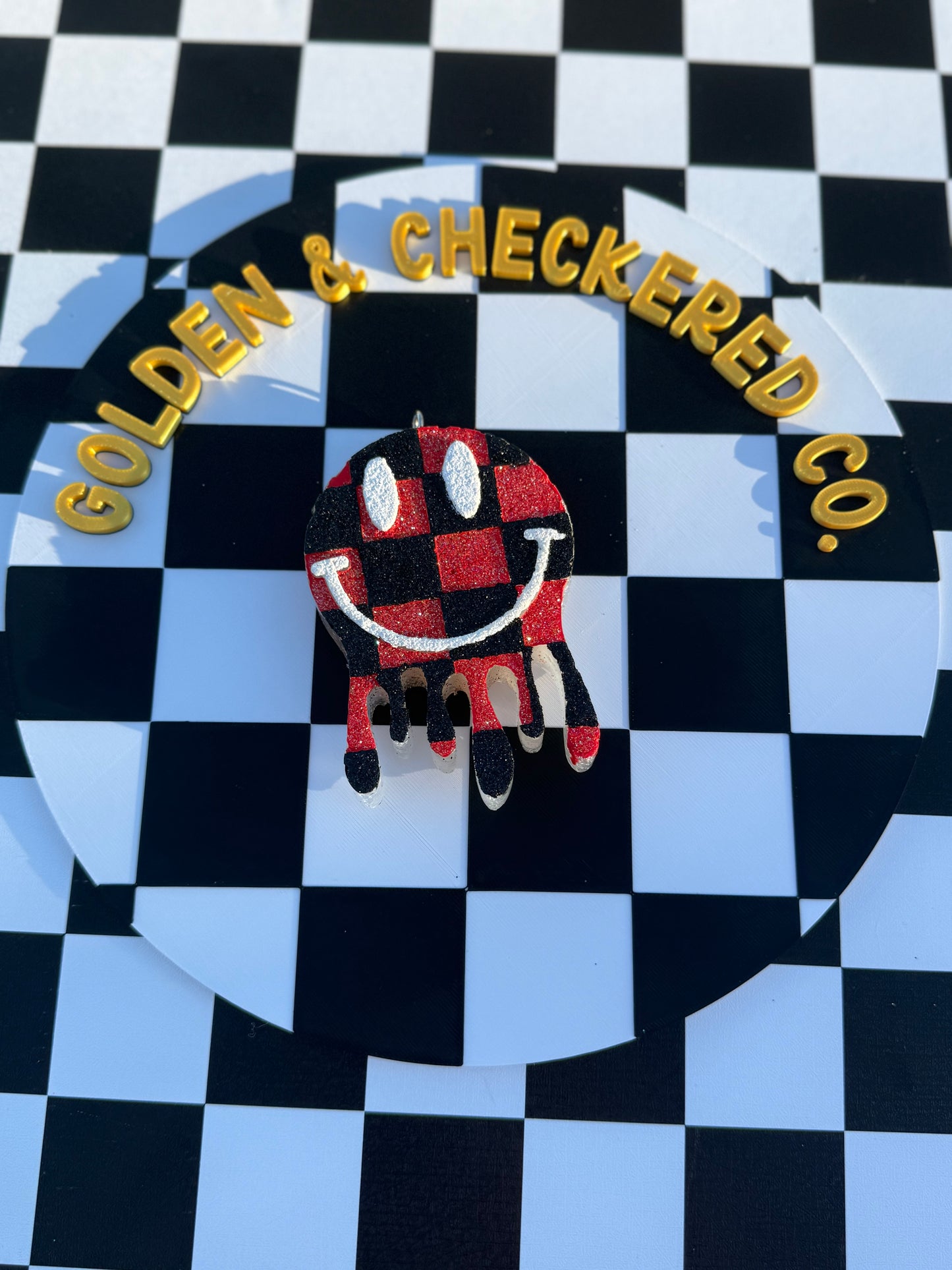 Smiley, Checkered Drip Freshie