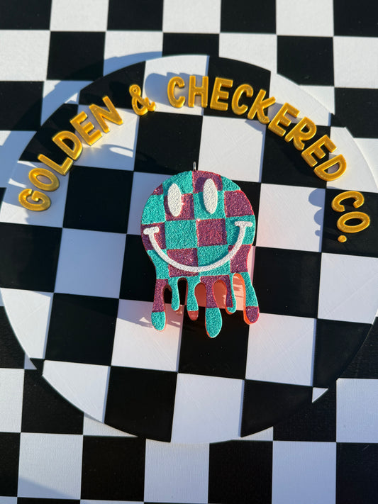 Checkered Smiley Drip Freshie